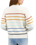 Laura Crew Neck Striped Sweater in Ivory-Multi Stripe