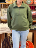 Libby Scuba Half Zip Pullover - Light Olive