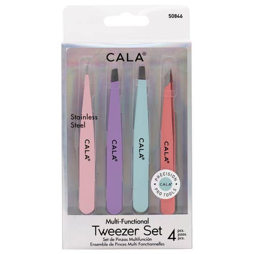 CALA Multi Tweezers 4 Piece Colorful Set