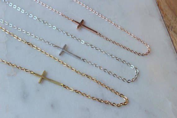 Sideways Cross Necklace