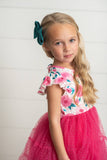 Girls Bright Pink Rose Tiered Tulle Spring Easter Dress