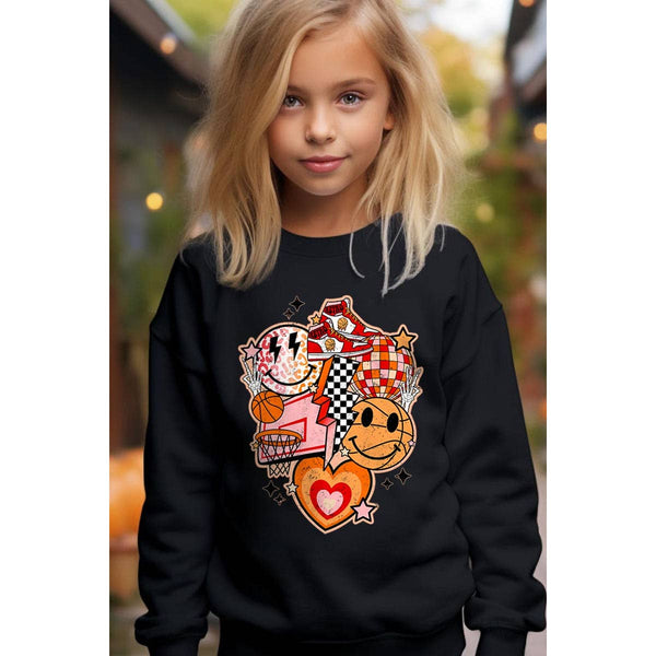 Smile Basketball Kids Graphic Fleece Sweatshirts