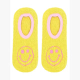 Fuzzy Slipper Socks - Happy Face - Yellow