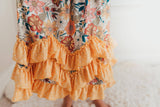 Kids Retro Butter Floral 3 Ruffle Spring Summer Easter Dress