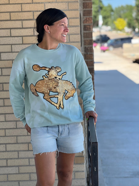 Gold Sequin Horse Beached Sweatshirt