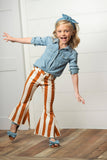 Kids Mustard Stripe Flare Denim Jeans