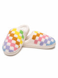 Indoor / Outdoor Slippers - Rainbow Checkered - White