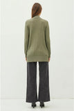 Cotton Blend Knit Open Front Cardigan - Olive