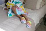 Indoor / Outdoor Slippers - Rainbow Checkered - White