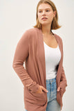 PLUS COTTON BLEND KNIT OPEN FRONT CARDIGAN