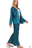 Teal Satin Pajama Set