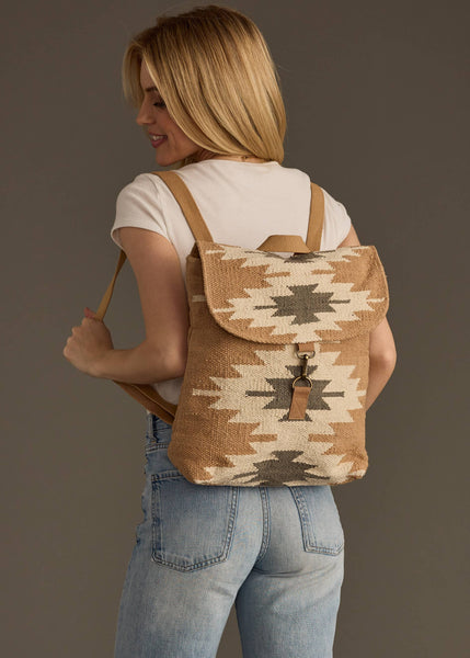 Tan, Cream & Gray Aztec Backpack