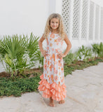 Girls 3 Tiered Terra Cotta Spring Summer Ruffles Dress