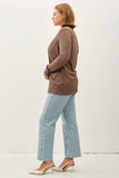 PLUS COTTON BLEND KNIT OPEN FRONT CARDIGAN