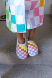 Indoor / Outdoor Slippers - Rainbow Checkered - White