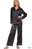 Black Satin Pajama Set