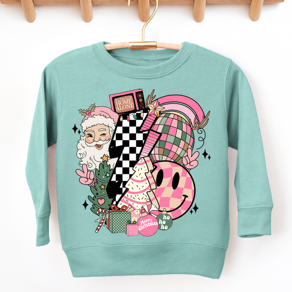 Youth Retro Santa Christmas Sweatshirt - Toddler and Youth