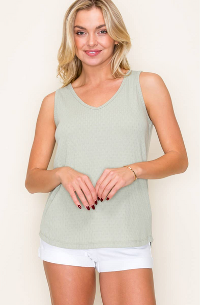 Pointelle Tank - Sage