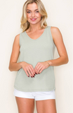 Pointelle Tank - Sage