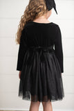 Kids Classic Black Velvet Tulle Fancy Party Holiday Dress