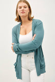 PLUS COTTON BLEND KNIT OPEN FRONT CARDIGAN