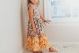 Kids Retro Butter Floral 3 Ruffle Spring Summer Easter Dress