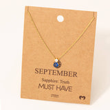 September Sapphire Gem Pendant Necklace