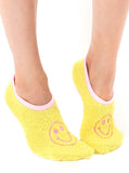 Fuzzy Slipper Socks - Happy Face - Yellow