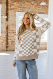 Lexee Checkered Round Neck Sweater