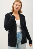 PLUS COTTON BLEND KNIT OPEN FRONT CARDIGAN