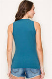 Fitted Sleeveless Rib Top - Dark Jade