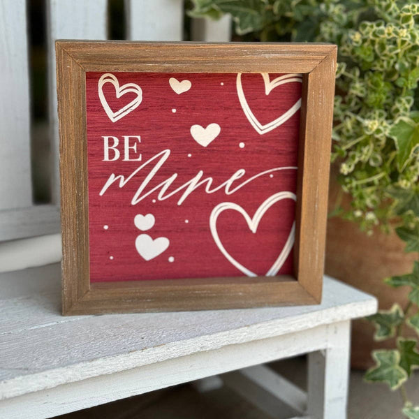 Be Mine Hearts Framed Sign