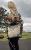 Turquoise Tooled Leather Cowhide Tote Purse Laptop Bag