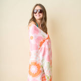 XL Quick-Dry Beach Towel-Beyond Blooms Pink Orange