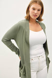 PLUS COTTON BLEND KNIT OPEN FRONT CARDIGAN