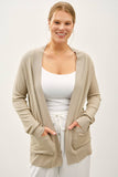 PLUS COTTON BLEND KNIT OPEN FRONT CARDIGAN