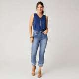 EverStretch Boyfriend Capri Jeans with Contrast Bottom