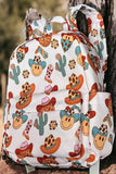 Western Emoji Printed Medium Size Backpack for Kids