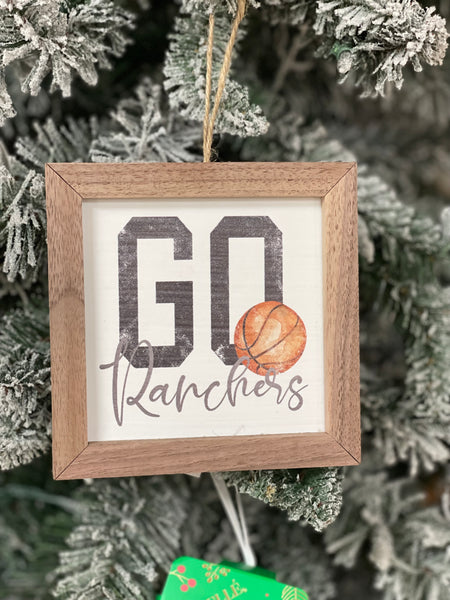 Go Ranchers Basketball White Ornament