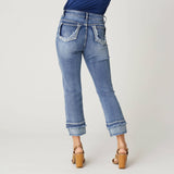 EverStretch Boyfriend Capri Jeans with Contrast Bottom