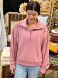 Libby Scuba Half Zip Pullover - Light Rose