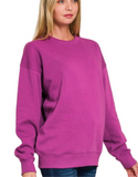 Fleece Round Neck Sweatshirt - Plum