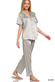 Silver Satin Pajama Set