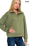 Libby Scuba Half Zip Pullover - Light Olive