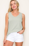 Pointelle Tank - Sage