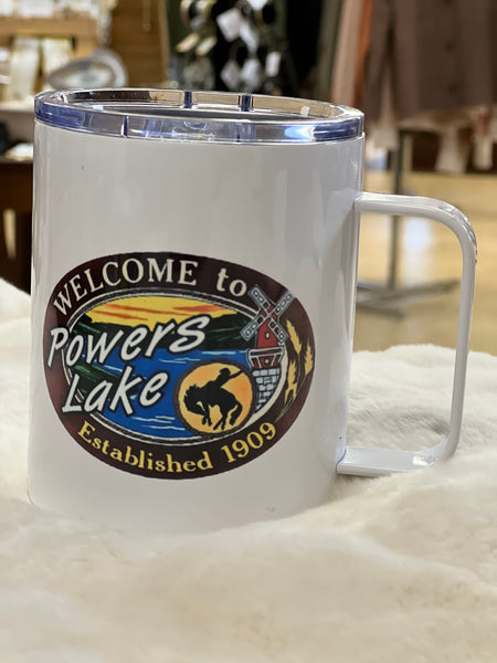 Welcome to Power’s Lake travel mug 12 oz.