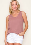 Pointelle Tank - Dusty Rose