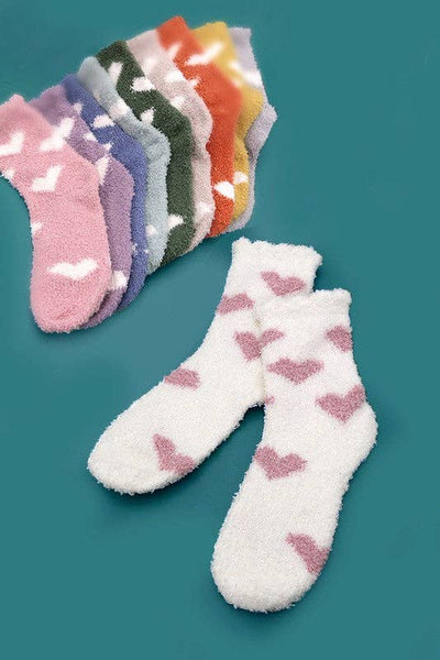 WARM CORAL FLEECE PLUSH HEART FUZZY SOCKS