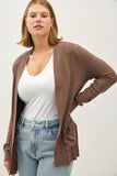 PLUS COTTON BLEND KNIT OPEN FRONT CARDIGAN