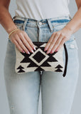 Cream & Black Aztec Wristlet